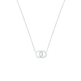 Damescollier van 14 Karaat Witgoud, Ankerschakel 0.8mm met twee Ronde hangers, Zirkonia - Lengte 40+4cm