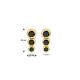 14 Karaat Geelgouden Oorknoppen met Zwart Zirkonia - Formaat 3.5x8.5mm