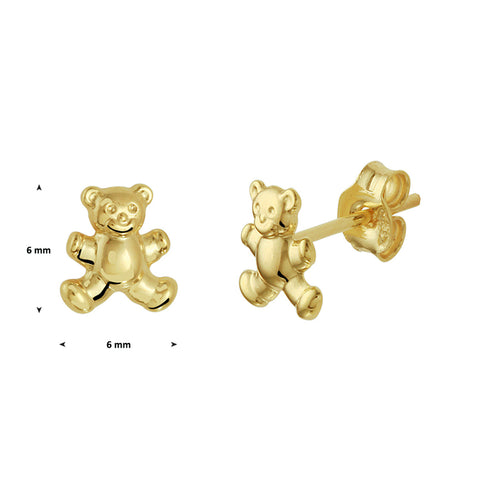 14 Karaat Geelgouden kinderoorknoppen Beer - Formaat 6 x6 mm