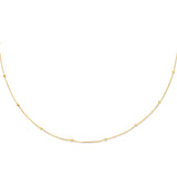 Damescollier van 14 Karaat Geelgoud, Venetiaanse schakel 0.5 mm met bolletjes, gediamanteerd - Lengte 42+3cm