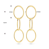 14 Karaat Geelgouden Oorhangers met Ovaalvormige hangers - Hoogte 50mm