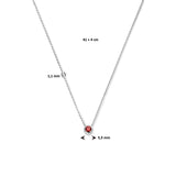 Gerhodineerd Zilveren collier - Geboortesteen Rode Zirkonia Januari - Lengte 41+4cm