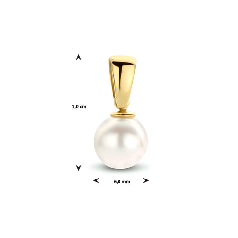 14 Karaat Geelgouden hanger met Parel 6mm