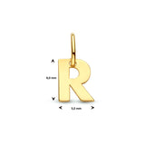 Letter R - Hanger van 14 Karaat Geelgoud - 5 x 6 mm