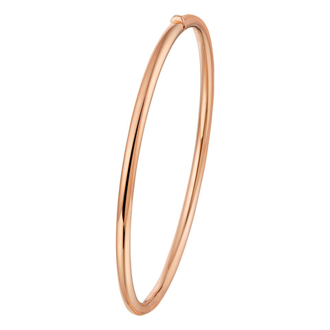 Damesarmband 3mm, Bangle van 14 Karaat Roségoud, Ronde buis  met scharnier- Diameter 60mm