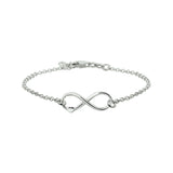 Damesarmband 2mm van Gerhodineerd Zilver met Infinity Hart - Lengte 17+2cm