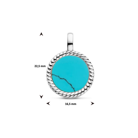 Ronde Hanger met Synthetische Turquoise - Edelstaal - Diameter 16.5 mm