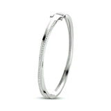 Damesarmband, Bangle van Gerhodineerd Zilver met Zirkonia - Formaat 5.5x62mm