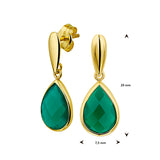 Oorhangers van 14 Karaat geelgoud met Groen Agaat 3.38 ct (2 x 1.69ct)