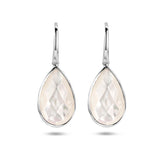 Franse Haak Oorhangers van Gerhodineerd Zilver met Parelmoer 10.5x17mm - Hoogte 33mm