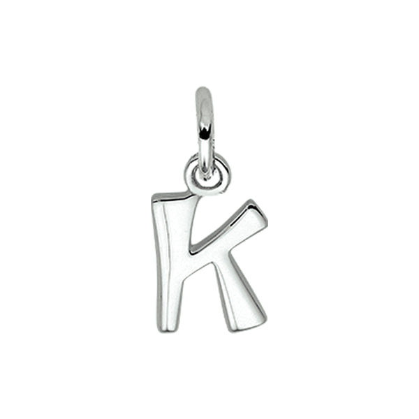 925 Zilveren letter hanger - Letter K - 8 x 12 mm