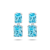 Oorhangers van Gerhodineerd Zilver met Blauw Zirkonia - Formaat 6x17mm