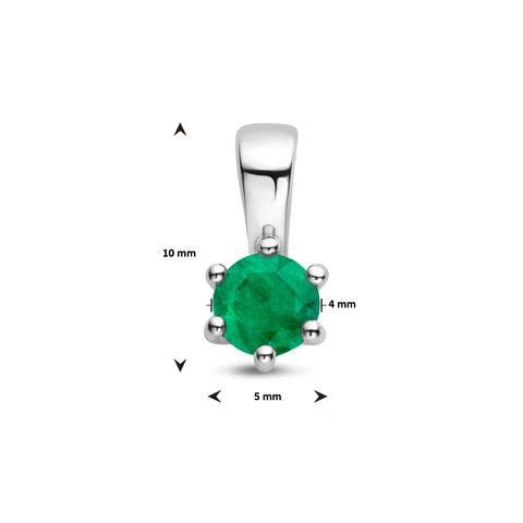 Hanger met Geboortesteen Mei | Smaragd met Gerhodineerd Zilver - Formaat 5 x 10 mm