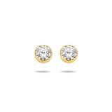 Ronde Oorknoppen met Zirkonia 6mm, 14 Karaat Geelgoud