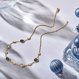14 Karaat Geelgouden collier met Edelstenen London Blue en Blauw Topaas - Lengte 41+4cm