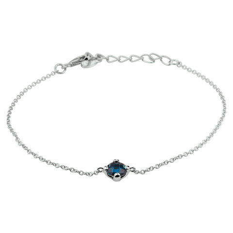 Armband Synth. Blauw Topaas 17 + 3 Cm Zilver Gerhodineerd