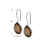 Franse Haak Oorhangers met Rookkwarts 4.75ct (2x 2.375ct) 925 Zilver