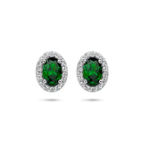 Oorknoppen met Groen en Wit Zirkonia met 14 Karaat Geelgoud - Formaat 7x9mm