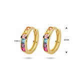 14 Karaat Geelgouden Klapoorringen met Regenboog Zirkonia - Diameter 13mm