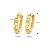 14 Karaat Geelgouden Klapoorringen Schakelmotief - Diameter 14mm en Breedte 3mm