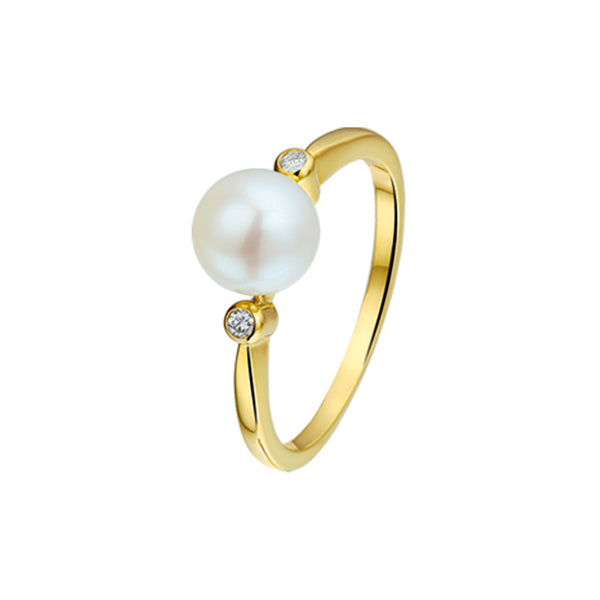 Ring Parel En Diamant 0.04ct H Si Goud (Geelgoud)