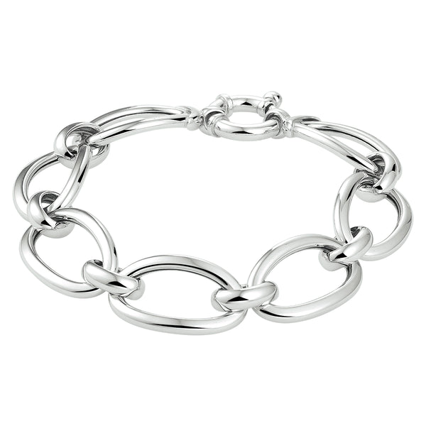 Damesarmband 14mm van Gerhodineerd Zilver, Fantasieschakels - Lengte 19cm