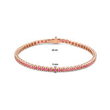 Dames Tennisarmband 3mm van 14 Karaat Roségoud, Robijn 1.984ct - Lengte 18cm