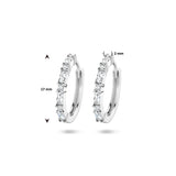 Klapoorringen van Gerhodineerd Zilver met Zirkonia - Diameter 17mm en Breedte 2mm
