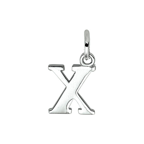 Gerhodineerd Zilveren hanger, Letter X - 9.3 x 12.5 mm