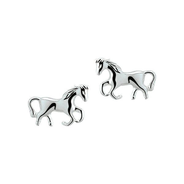 925 Zilveren kinderoorknoppen Paard - Formaat 9.5 x 6.5 mm