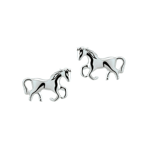 925 Zilveren kinderoorknoppen Paard - Formaat 9.5 x 6.5 mm