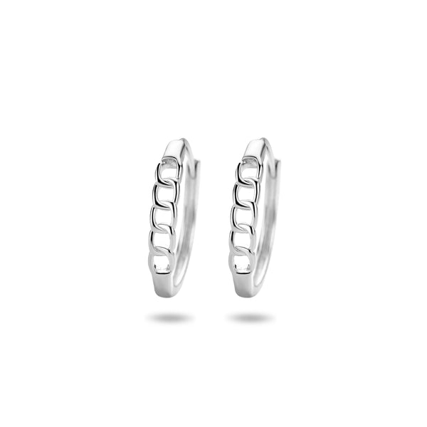 Klapoorringen met een Schakelmotief van Gerhodineerd Zilver - Formaat 2.5x14mm