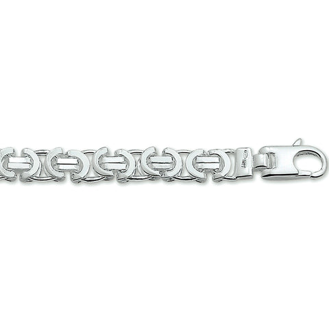 Herenarmband 6.5mm van 925 Zilver, Platte Koningsschakel - Lente 20cm