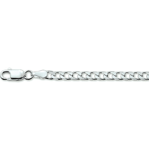 Zilveren collier lengte 45 cm - Gourmet 6 Zijdes Geslepen 3,0 mm - Zilver Wit