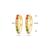 14 Karaat Geelgouden Klapoorringen met Regenboog Zirkonia - Diameter 12.5mm