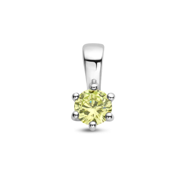 Hanger met Synthetische Geboortesteen Augustus | Groene Zirkonia met Gerhodineerd Zilver - Formaat 5 x 10mm