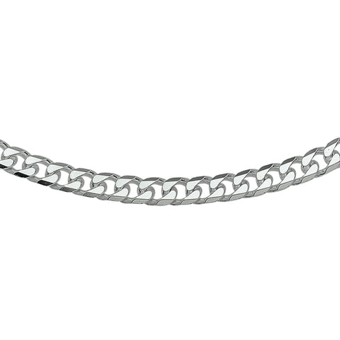 Zilveren collier lengte 50 cm - Gourmet 6 Zijdes Geslepen 5,0 mm - Zilver Wit