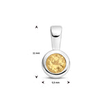 Geboortesteenhanger November - Citrien met Gerhodineerd Zilver - Formaat 5.5 x 11mm