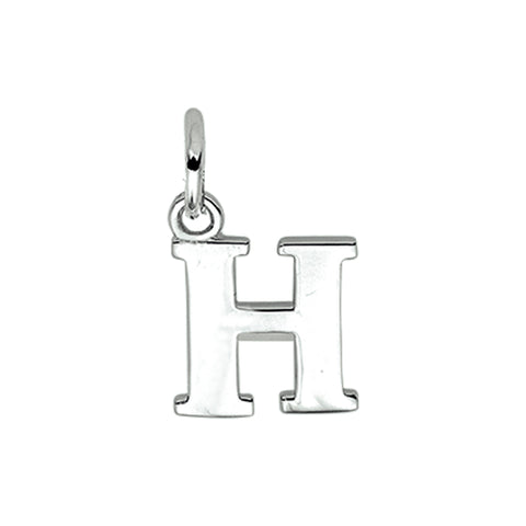 Gerhodineerd Zilveren hanger, Letter H - 10 x 12.6 mm