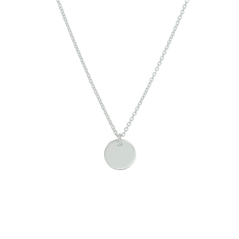 Damescollier van Gerhodineerd Zilver, Ankerschakel 1.2mm met Ronde hanger 10mm - Lengte 40+4cm