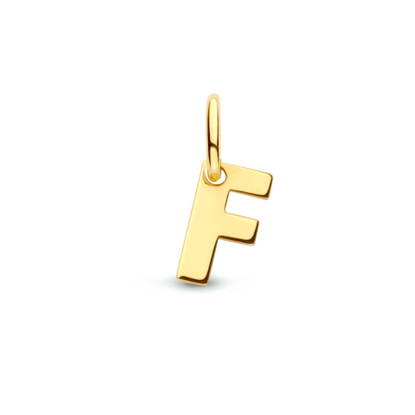 Letter F - Hanger van 14 Karaat Geelgoud - 3.5 x 6 mm