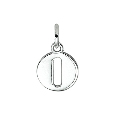 Gerhodineerd Zilveren hanger, Letter O - 10 x 12.4 mm