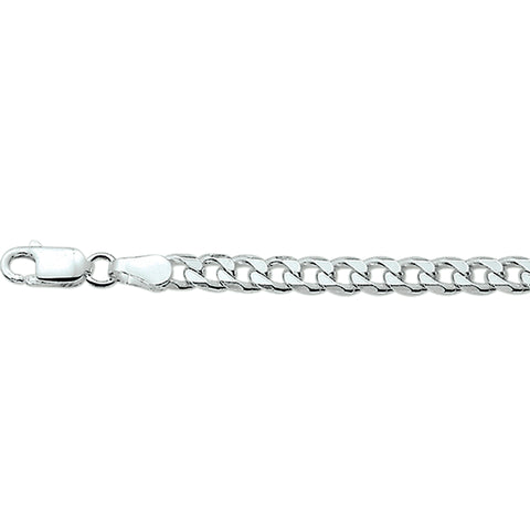 Zilveren collier lengte 60 cm - Gourmet 6 Zijdes Geslepen 4,0 mm - Zilver Wit
