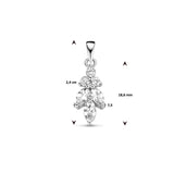 Bloem/bladvormige Hanger van Gerhodineerd Zilver met Zirkonia - Formaat 7.5x24mm