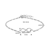 Damesarmband van Gerhodineerd Zilver, Infinity met Zirkonia - Lengte 15.5+2.5cm