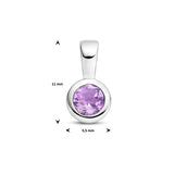 Geboortesteenhanger Juni - Amethist met Gerhodineerd Zilver - Formaat 5.5 x 11mm