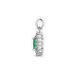 Gerhodineerd Zilveren Hanger met Synthetische Smaragd en Zirkonia - Formaat 8x16mm
