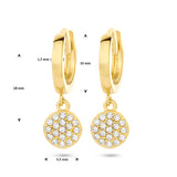 14 Kararaat Geelgouden Klapoorringen met Zirkonia hanger 10mm - Formaat 5.5x18mm