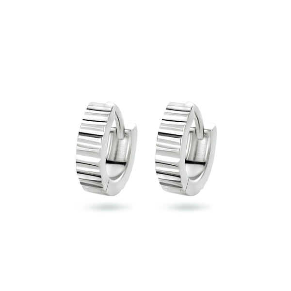 Klapoorringen van Gerhodineerd Zilver met Banenmotief - Formaat 3x11mm