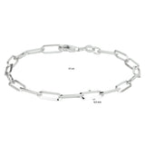 Damesarmband 4.3mm van Gerhodineerd Zilver, Paperclipschakel spitse buis - Lengte 17cm